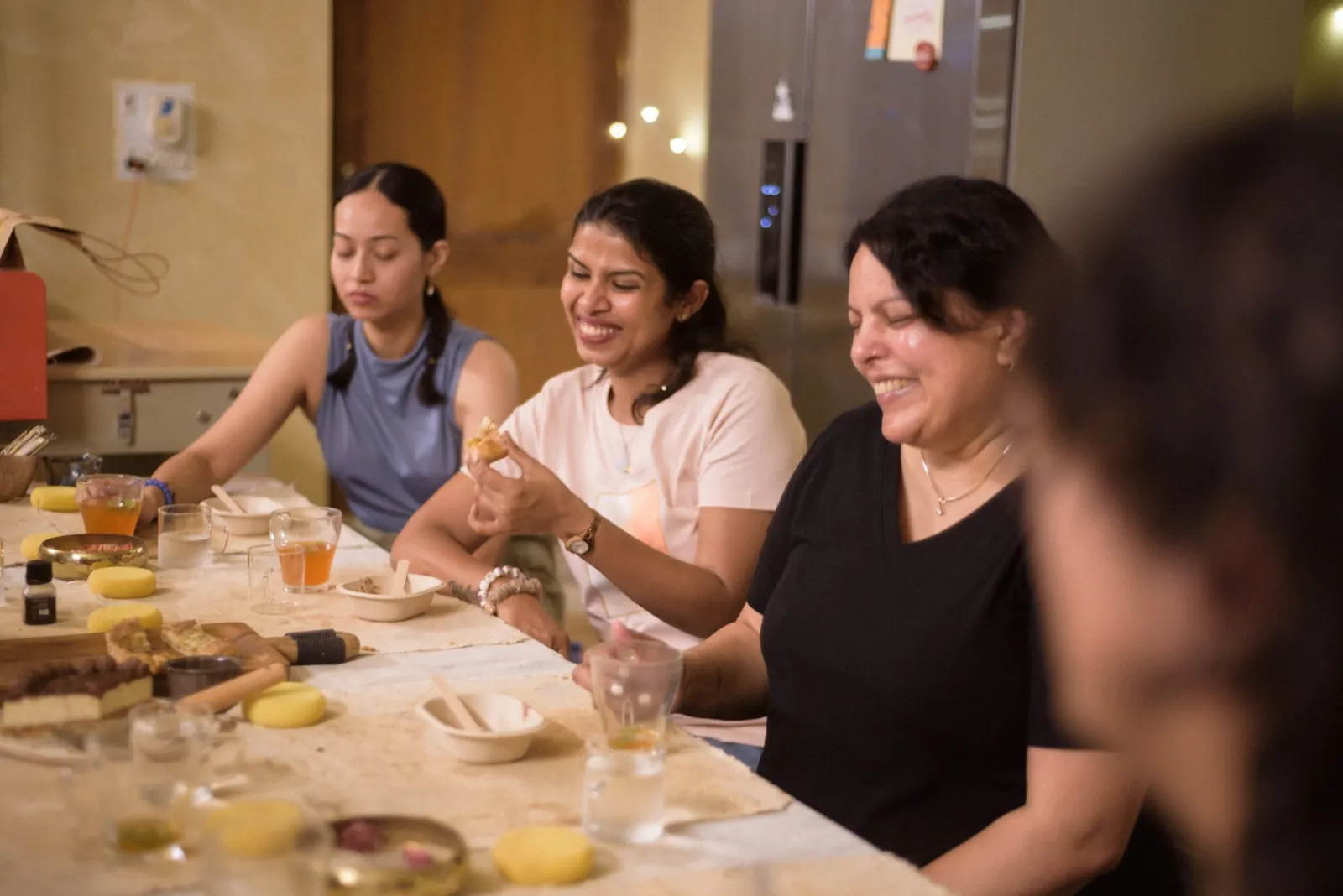 Laughter and tea between the making
